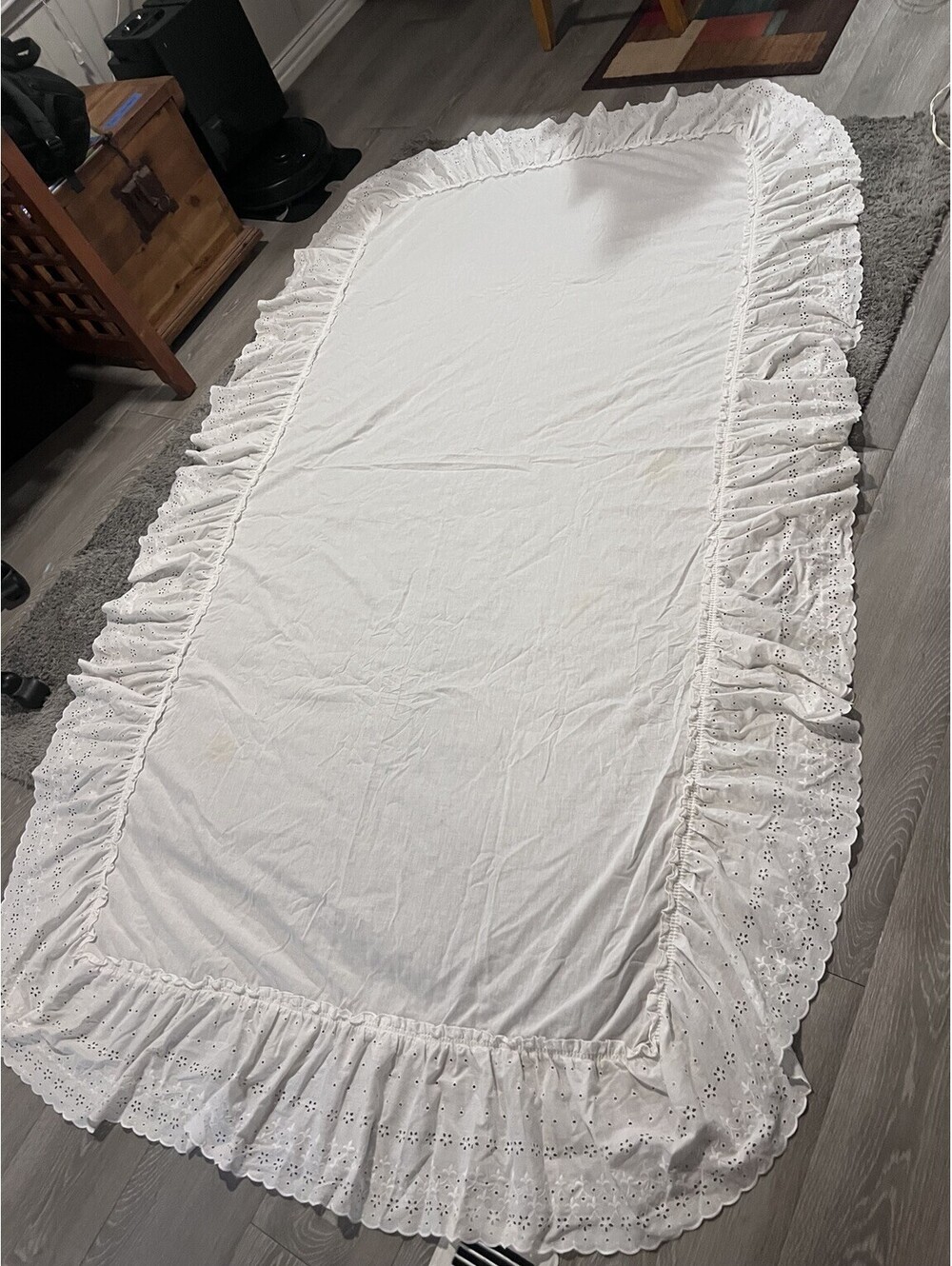 Vintage JCPenney Twin Canopy Bed Top White Eyelet Ruffle Made USA 1990s
